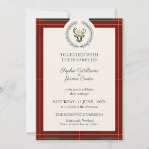 Invitation Blason de cerf tartan écossais