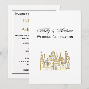 Invitation Blason de Château Héraldique Vintage #2 Faux Or