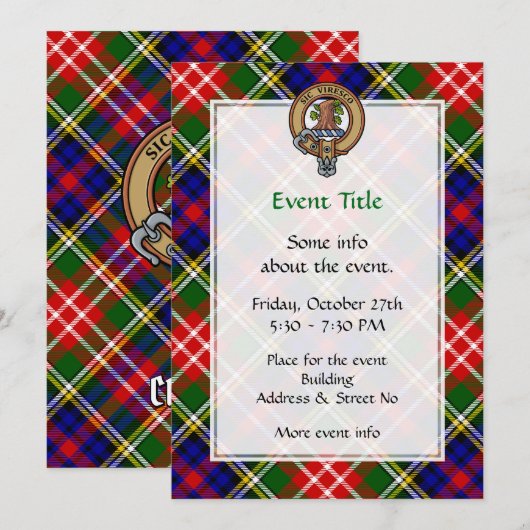 Invitation Blason de Clan Christie sur tartan (Devant / Derrière)