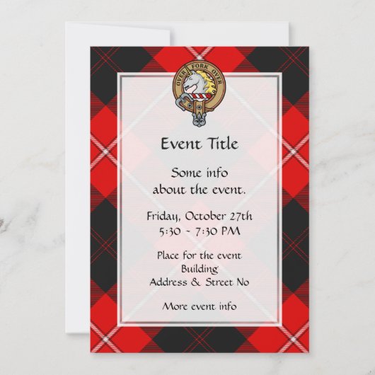 Invitation Blason de Clan Cunningham sur tartan (Devant)