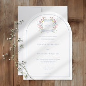 Invitation Blason de mariage élégant aux tons pastel bleu pou