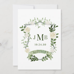 Invitation Blason de mariage floral élégant