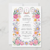 Invitation Blason de monogramme de mariage de jardin floral é (Devant)