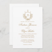 Invitation Blason de monogramme doré élégant mariage personna (Devant / Derrière)