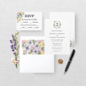 Invitation Blason de monogramme floral formel de mariage