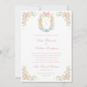 Invitation Blason de monogramme floral rococo de mariage (Devant)