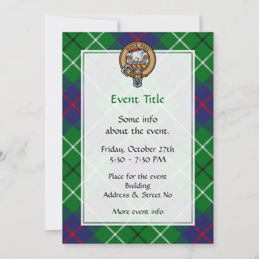 Invitation Blason du clan Duncan sur tartan (Devant)