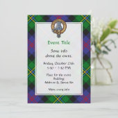 Invitation Blason du clan Malcolm sur tartan (Debout devant)