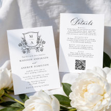 Blason Floral Élégant Monogramme Tout en Un Mariag
