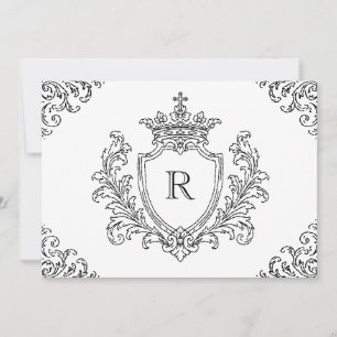 Invitation Blason Initial Traditionnel Monogramme Baptême