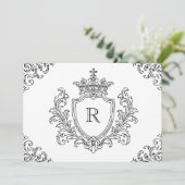 Invitation Blason Initial Traditionnel Monogramme Baptême (Debout devant)