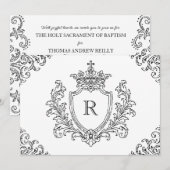 Invitation Blason Initial Traditionnel Monogramme Baptême (Devant / Derrière)