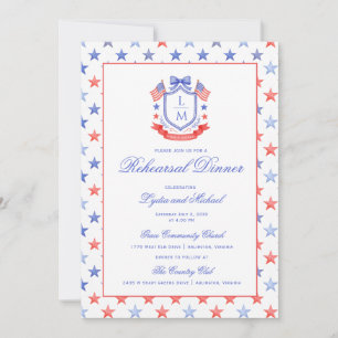 Invitation Blason patriotique avec drapeaux américains   Dîne