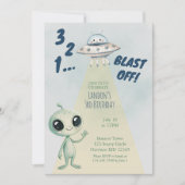 Invitation Blast Off Alien Boys Third Birthday (Devant)