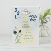 Invitation Blast Off Alien Boys Third Birthday (Debout devant)