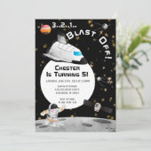 Invitation Blast Off Astronaut Anniversaire de l'espace (Debout devant)