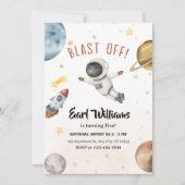 Invitation "Blast Off !" Astronaute de l'espace extra-atmosph (Devant)