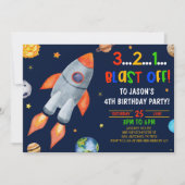 Invitation Blast Off ! Fête d'anniversaire Rocket Ship Space (Devant)