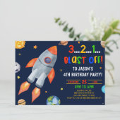 Invitation Blast Off ! Fête d'anniversaire Rocket Ship Space (Debout devant)