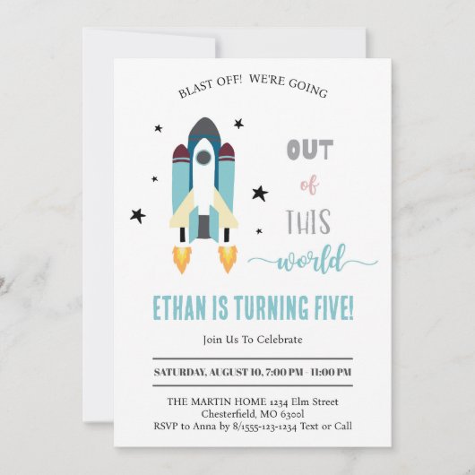 Invitation Blast Off ! L'espace extra-atmosphérique hors de c (Devant)