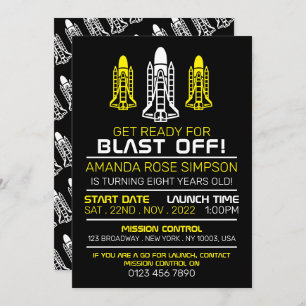 Invitation Blast Off ! Navettes spatiales, Anniversaire