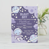 Invitation Blast Off Outer Space 3rd Birthday Boy (Debout devant)