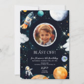 Invitation Blast Off Outer Space Photo Anniversaire (Devant)