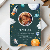Invitation Blast Off Photo Space Theme Kids Birthday Party