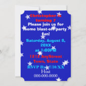 Invitation Blast Off Robot Boy et Stars Anniversaire (Dos)