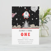 Invitation Blast Off Rocket Navire et espace Premier annivers (Debout devant)