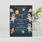 Invitation Blast Off Space Adventure Kids 6th Birthday Party  (Debout devant)