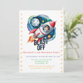 Invitation Blast Off Space Boy Astronaut fête d'anniversaire (Debout devant)