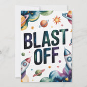 Invitation Blast Off Space Boy Astronaut fête d'anniversaire (Dos)