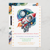 Invitation Blast Off Space Boy Astronaut fête d'anniversaire (Devant / Derrière)