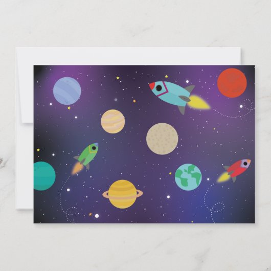 Invitation Blast Off Space Galaxy Fête d'anniversaire Rocket  (Dos)