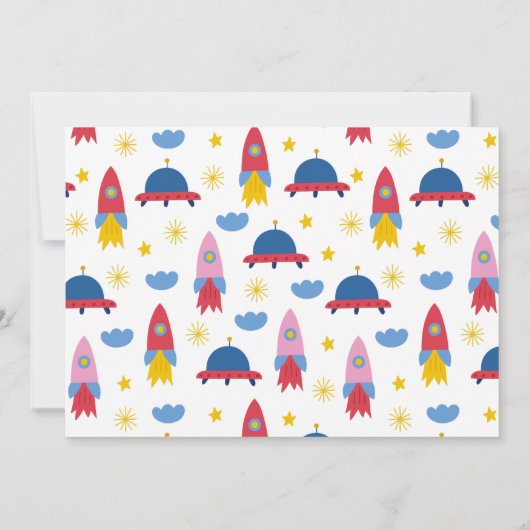 Invitation Blast Off ! Space Rocket Boy Photo Anniversaire (Dos)