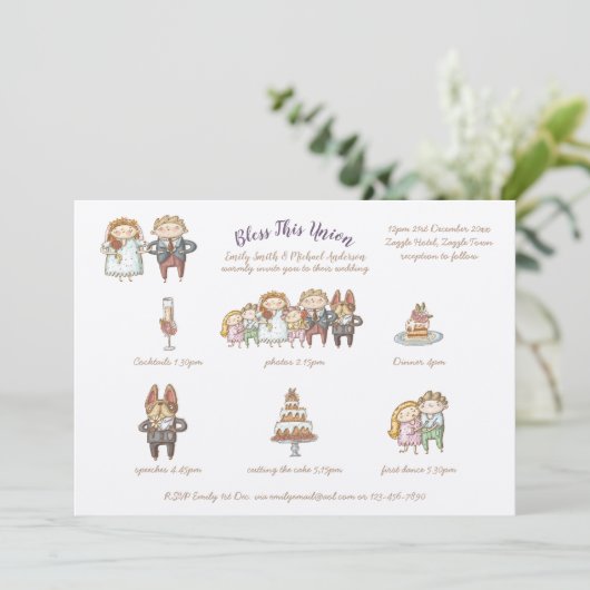 Invitation Bless This Union - Jote Wedding Invite Timeline (Debout devant)