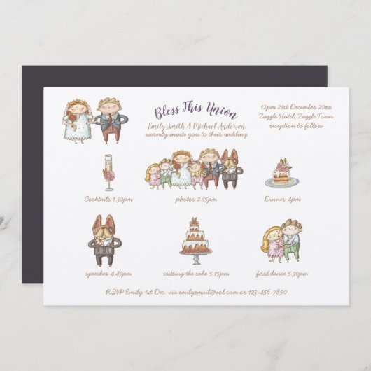 Invitation Bless This Union - Jote Wedding Invite Timeline (Devant / Derrière)