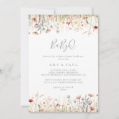 Invitation Blessful Fleur sauvage BabyQ Baby shower Barbecue (Devant)