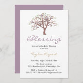 Invitation Blessure Whimsical Purple Tree Bébé (Devant / Derrière)