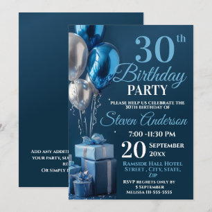 Invitation Bleu 30e anniversaire des dons de ballons