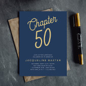 Invitation Bleu 50e anniversaire Gold Script 50