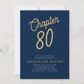 Invitation Bleu 80e anniversaire Gold Script 80 (Devant)