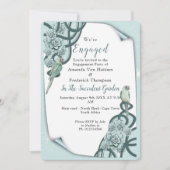 Invitation Bleu à la menthe Vert épine Succulents (Devant)