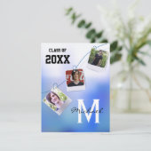 Invitation bleu à la mode et personnalisable de (Debout devant)