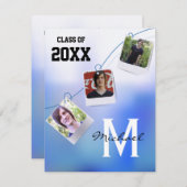 Invitation bleu à la mode et personnalisable de (Devant / Derrière)