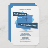 Invitation Bleu à l'invitation bleue de confirmation (Devant / Derrière)