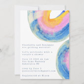 Invitation Bleu Abstrait Aquarelle Couples Couples Douche (Devant)