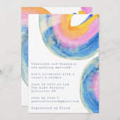 Invitation Bleu Abstrait Aquarelle Couples Couples Douche (Devant / Derrière)