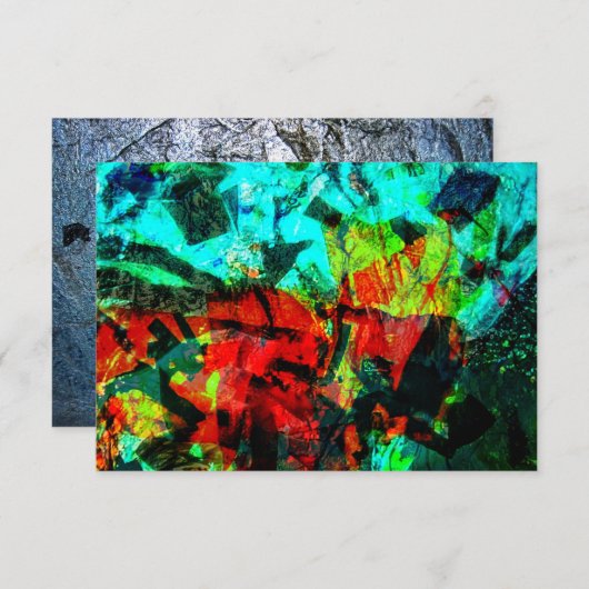 Invitation Bleu abstrait invitation, Bleu orange abstrait (Devant / Derrière)